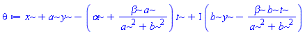 x+a*y-(alpha+beta*a/(a^2+b^2))*t+I*(b*y-beta*b*t/(a^2+b^2))