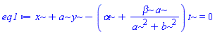 x+a*y-(alpha+beta*a/(a^2+b^2))*t = 0