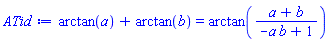 arctan(a)+arctan(b) = arctan((a+b)/(-a*b+1))