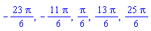 -(23/6)*Pi, -(11/6)*Pi, (1/6)*Pi, (13/6)*Pi, (25/6)*Pi