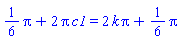 (1/6)*Pi+2*Pi*c1 = 2*k*Pi+(1/6)*Pi
