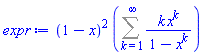 (1-x)^2*(Sum(k*x^k/(1-x^k), k = 1 .. infinity))