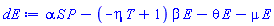 alpha*S*P-(-T*eta+1)*beta*E-theta*E-mu*E