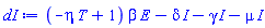 (-T*eta+1)*beta*E-delta*I-gamma*I-mu*I