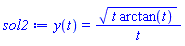 y(t) = (t*arctan(t))^(1/2)/t