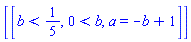 [[b < 1/5, 0 < b, a = -b+1]]