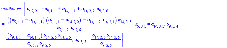 {alpha[9, 2, 2] = -alpha[9, 1, 1]+alpha[14, 1, 1]+alpha[14, 2, 2], alpha[9, 3, 0] = ((alpha[9, 1, 1]-alpha[14, 1, 1])*(alpha[9, 1, 1]-alpha[14, 2, 2])-alpha[14, 1, 2]*alpha[14, 2, 1])*alpha[14, 3, 3]/(alpha[9, 1, 2]*alpha[9, 2, 6]), alpha[9, 3, 3] = alpha[14, 3, 3], alpha[9, 3, 4] = (alpha[9, 1, 1]-alpha[14, 1, 1])*alpha[14, 2, 6]*alpha[14, 3, 5]/(alpha[9, 1, 2]*alpha[9, 2, 6]), alpha[9, 3, 5] = alpha[14, 2, 6]*alpha[14, 3, 5]/alpha[9, 2, 6]}