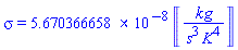 sigma = 0.5670366658e-7*Units:-Unit(kg/(s^3*K^4))