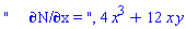"     &PartialD;N/&PartialD;x = ", 4*x^3+12*x*y