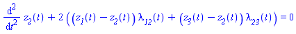 Parse:-ConvertTo1D, "invalid input %1", Typesetting:-mprintslash([diff(diff(z__2(t), t), t)+Typesetting:-mn("2")*((z__1(t)-z__2(t))*lambda__12(t)+(z__3(t)-z__2(t))*lambda__23(t)) = 0], [diff(diff(z__2(t), t), t)+Typesetting:-mn("2")*((z__1(t)-z__2(t))*lambda__12(t)+(z__3(t)-z__2(t))*lambda__23(t)) = 0])