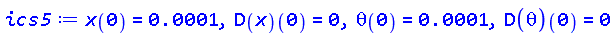 x(0) = 0.1e-3, (D(x))(0) = 0, theta(0) = 0.1e-3, (D(theta))(0) = 0