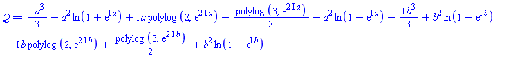 ((1/3)*I)*a^3-a^2*ln(1+exp(I*a))+I*a*polylog(2, exp((2*I)*a))-(1/2)*polylog(3, exp((2*I)*a))-a^2*ln(1-exp(I*a))-((1/3)*I)*b^3+b^2*ln(1+exp(I*b))-I*b*polylog(2, exp((2*I)*b))+(1/2)*polylog(3, exp((2*I)*b))+b^2*ln(1-exp(I*b))