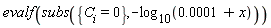 evalf(subs({C__i = 0}, -log[10](0.1e-3+x)))