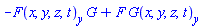 -(diff(F(x, y, z, t), y))*G(x, y, z, t)+F(x, y, z, t)*(diff(G(x, y, z, t), y))