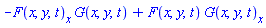 -(diff(F(x, y, t), x))*G(x, y, t)+F(x, y, t)*(diff(G(x, y, t), x))