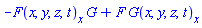 -(diff(F(x, y, z, t), x))*G(x, y, z, t)+F(x, y, z, t)*(diff(G(x, y, z, t), x))
