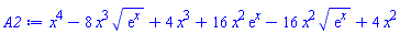 x^4-8*x^3*(exp(x))^(1/2)+4*x^3+16*x^2*exp(x)-16*x^2*(exp(x))^(1/2)+4*x^2
