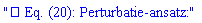 "? Eq. (20): Perturbatie-ansatz:6""