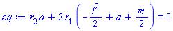 r[2]*a+2*r[1]*(-(1/2)*l^2+a+(1/2)*m) = 0