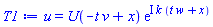 u(x, t) = U(-t*v+x)*exp(I*k*(t*w+x))