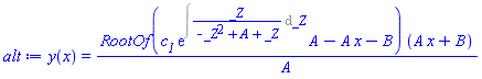 y(x) = RootOf(c__1*exp(Int(_Z/(-_Z^2+A+_Z), _Z))*A-A*x-B)*(A*x+B)/A