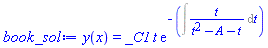y(x) = _C1*t*exp(-(Int(t/(t^2-A-t), t)))