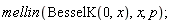 mellin(BesselK(0, x), x, p)