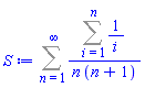 Sum((Sum(1/i, i = 1 .. n))/(n*(n+1)), n = 1 .. infinity)