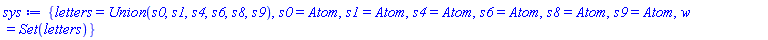 {letters = Union(s0, s1, s4, s6, s8, s9), s0 = Atom, s1 = Atom, s4 = Atom, s6 = Atom, s8 = Atom, s9 = Atom, w = Set(letters)}