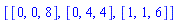 [[0, 0, 8], [0, 4, 4], [1, 1, 6]]