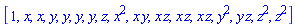 [1, x, x, y, y, y, y, z, x^2, x*y, x*z, x*z, x*z, y^2, y*z, z^2, z^2]