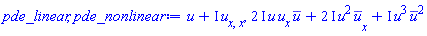 u(x, t)+I*(diff(diff(u(x, t), x), x)), (2*I)*u(x, t)*(diff(u(x, t), x))*conjugate(u(x, t))+(2*I)*u(x, t)^2*(diff(conjugate(u(x, t)), x))+I*u(x, t)^3*conjugate(u(x, t))^2
