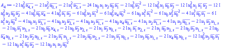 -(2*I)*u[0]^2*conjugate(u[4, x])-(2*I)*u[2]^2*conjugate(u[0, x])-(2*I)*u[1]^2*conjugate(u[2, x])-(24*I)*u[0]*u[1]*u[2]*conjugate(u[0])*conjugate(u[1])-(2*I)*u[0]^3*conjugate(u[2])^2-(12*I)*u[0]^2*u[1]*conjugate(u[0])*conjugate(u[3])-(12*I)*u[0]^2*u[1]*conjugate(u[1])*conjugate(u[2])-(12*I)*u[0]^2*u[2]*conjugate(u[0])*conjugate(u[2])-(4*I)*u[0]^3*conjugate(u[0])*conjugate(u[4])-(4*I)*u[0]^3*conjugate(u[1])*conjugate(u[3])-(6*I)*u[0]^2*u[2]*conjugate(u[1])^2-(6*I)*u[0]^2*u[4]*conjugate(u[0])^2-(6*I)*u[0]*u[1]^2*conjugate(u[1])^2-(6*I)*u[0]*u[2]^2*conjugate(u[0])^2-(4*I)*u[1]^3*conjugate(u[0])*conjugate(u[1])-(6*I)*u[1]^2*u[2]*conjugate(u[0])^2-(4*I)*u[0]*u[1]*conjugate(u[3, x])-(4*I)*u[0]*u[2]*conjugate(u[2, x])-(4*I)*u[0]*u[3]*conjugate(u[1, x])-(4*I)*u[0]*u[4]*conjugate(u[0, x])-(4*I)*u[1]*u[2]*conjugate(u[1, x])-(4*I)*u[1]*u[3]*conjugate(u[0, x])-(2*I)*u[1]*conjugate(u[2])*u[1, x]-(2*I)*u[0]*conjugate(u[1])*u[3, x]-(2*I)*u[0]*conjugate(u[0])*u[4, x]-(2*I)*u[0]*conjugate(u[2])*u[2, x]-(2*I)*u[1]*conjugate(u[3])*u[0, x]-(2*I)*u[1]*conjugate(u[1])*u[2, x]-(2*I)*u[1]*conjugate(u[0])*u[3, x]-(2*I)*u[0]*conjugate(u[3])*u[1, x]-(2*I)*u[0]*conjugate(u[4])*u[0, x]-(2*I)*u[2]*conjugate(u[2])*u[0, x]-(2*I)*u[2]*conjugate(u[1])*u[1, x]-(2*I)*u[2]*conjugate(u[0])*u[2, x]-(2*I)*u[3]*conjugate(u[1])*u[0, x]-(2*I)*u[3]*conjugate(u[0])*u[1, x]-(2*I)*u[4]*conjugate(u[0])*u[0, x]-(12*I)*u[0]^2*u[3]*conjugate(u[0])*conjugate(u[1])-(12*I)*u[0]*u[1]^2*conjugate(u[0])*conjugate(u[2])-(12*I)*u[0]*u[1]*u[3]*conjugate(u[0])^2