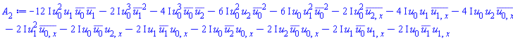 -(12*I)*u[0]^2*u[1]*conjugate(u[0])*conjugate(u[1])-(2*I)*u[0]^3*conjugate(u[1])^2-(4*I)*u[0]^3*conjugate(u[0])*conjugate(u[2])-(6*I)*u[0]^2*u[2]*conjugate(u[0])^2-(6*I)*u[0]*u[1]^2*conjugate(u[0])^2-(2*I)*u[0]^2*conjugate(u[2, x])-(4*I)*u[0]*u[1]*conjugate(u[1, x])-(4*I)*u[0]*u[2]*conjugate(u[0, x])-(2*I)*u[1]^2*conjugate(u[0, x])-(2*I)*u[0]*conjugate(u[0])*u[2, x]-(2*I)*u[1]*conjugate(u[1])*u[0, x]-(2*I)*u[0]*conjugate(u[2])*u[0, x]-(2*I)*u[2]*conjugate(u[0])*u[0, x]-(2*I)*u[1]*conjugate(u[0])*u[1, x]-(2*I)*u[0]*conjugate(u[1])*u[1, x]