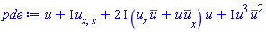 u(x, t)+I*(diff(diff(u(x, t), x), x))+(2*I)*((diff(u(x, t), x))*conjugate(u(x, t))+u(x, t)*(diff(conjugate(u(x, t)), x)))*u(x, t)+I*u(x, t)^3*conjugate(u(x, t))^2