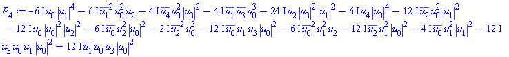 -(6*I)*u[0]*abs(u[1])^4-(6*I)*conjugate(u[1])^2*u[0]^2*u[2]-(4*I)*conjugate(u[4])*u[0]^2*abs(u[0])^2-(4*I)*conjugate(u[1])*conjugate(u[3])*u[0]^3-(24*I)*u[2]*abs(u[0])^2*abs(u[1])^2-(6*I)*u[4]*abs(u[0])^4-(12*I)*conjugate(u[2])*u[0]^2*abs(u[1])^2-(12*I)*u[0]*abs(u[0])^2*abs(u[2])^2-(6*I)*conjugate(u[0])*u[2]^2*abs(u[0])^2-(2*I)*conjugate(u[2])^2*u[0]^3-(12*I)*conjugate(u[0])*u[1]*u[3]*abs(u[0])^2-(6*I)*conjugate(u[0])^2*u[1]^2*u[2]-(12*I)*conjugate(u[2])*u[1]^2*abs(u[0])^2-(4*I)*conjugate(u[0])*u[1]^2*abs(u[1])^2-(12*I)*conjugate(u[3])*u[0]*u[1]*abs(u[0])^2-(12*I)*conjugate(u[1])*u[0]*u[3]*abs(u[0])^2
