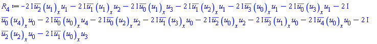 -(2*I)*conjugate(u[2])*(diff(u[1](x), x))*u[1]-(2*I)*conjugate(u[1])*(diff(u[1](x), x))*u[2]-(2*I)*conjugate(u[0])*(diff(u[1](x), x))*u[3]-(2*I)*conjugate(u[1])*(diff(u[2](x), x))*u[1]-(2*I)*conjugate(u[3])*(diff(u[0](x), x))*u[1]-(2*I)*conjugate(u[0])*(diff(u[3](x), x))*u[1]-(2*I)*conjugate(u[0])*(diff(u[4](x), x))*u[0]-(2*I)*conjugate(u[0])*(diff(u[0](x), x))*u[4]-(2*I)*conjugate(u[0])*(diff(u[2](x), x))*u[2]-(2*I)*conjugate(u[1])*(diff(u[3](x), x))*u[0]-(2*I)*conjugate(u[2])*(diff(u[0](x), x))*u[2]-(2*I)*conjugate(u[3])*(diff(u[1](x), x))*u[0]-(2*I)*conjugate(u[4])*(diff(u[0](x), x))*u[0]-(2*I)*conjugate(u[2])*(diff(u[2](x), x))*u[0]-(2*I)*conjugate(u[1])*(diff(u[0](x), x))*u[3]