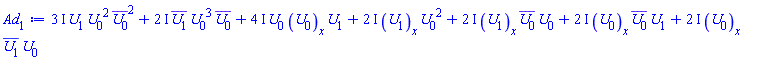 (3*I)*U[1](x, t)*U[0](x, t)^2*conjugate(U[0](x, t))^2+(2*I)*conjugate(U[1](x, t))*U[0](x, t)^3*conjugate(U[0](x, t))+(4*I)*U[0](x, t)*(diff(U[0](x, t), x))*U[1](x, t)+(2*I)*(diff(U[1](x, t), x))*U[0](x, t)^2+(2*I)*(diff(U[1](x, t), x))*conjugate(U[0](x, t))*U[0](x, t)+(2*I)*(diff(U[0](x, t), x))*conjugate(U[0](x, t))*U[1](x, t)+(2*I)*(diff(U[0](x, t), x))*conjugate(U[1](x, t))*U[0](x, t)