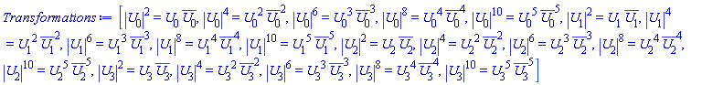 [abs(U[0](x, t))^2 = U[0](x, t)*conjugate(U[0](x, t)), abs(U[0](x, t))^4 = U[0](x, t)^2*conjugate(U[0](x, t))^2, abs(U[0](x, t))^6 = U[0](x, t)^3*conjugate(U[0](x, t))^3, abs(U[0](x, t))^8 = U[0](x, t)^4*conjugate(U[0](x, t))^4, abs(U[0](x, t))^10 = U[0](x, t)^5*conjugate(U[0](x, t))^5, abs(U[1](x, t))^2 = U[1](x, t)*conjugate(U[1](x, t)), abs(U[1](x, t))^4 = U[1](x, t)^2*conjugate(U[1](x, t))^2, abs(U[1](x, t))^6 = U[1](x, t)^3*conjugate(U[1](x, t))^3, abs(U[1](x, t))^8 = U[1](x, t)^4*conjugate(U[1](x, t))^4, abs(U[1](x, t))^10 = U[1](x, t)^5*conjugate(U[1](x, t))^5, abs(U[2](x, t))^2 = U[2](x, t)*conjugate(U[2](x, t)), abs(U[2](x, t))^4 = U[2](x, t)^2*conjugate(U[2](x, t))^2, abs(U[2](x, t))^6 = U[2](x, t)^3*conjugate(U[2](x, t))^3, abs(U[2](x, t))^8 = U[2](x, t)^4*conjugate(U[2](x, t))^4, abs(U[2](x, t))^10 = U[2](x, t)^5*conjugate(U[2](x, t))^5, abs(U[3](x, t))^2 = U[3](x, t)*conjugate(U[3](x, t)), abs(U[3](x, t))^4 = U[3](x, t)^2*conjugate(U[3](x, t))^2, abs(U[3](x, t))^6 = U[3](x, t)^3*conjugate(U[3](x, t))^3, abs(U[3](x, t))^8 = U[3](x, t)^4*conjugate(U[3](x, t))^4, abs(U[3](x, t))^10 = U[3](x, t)^5*conjugate(U[3](x, t))^5]