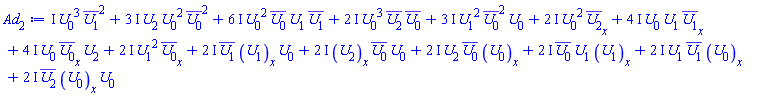 I*U[0](x, t)^3*conjugate(U[1](x, t))^2+(3*I)*U[2](x, t)*U[0](x, t)^2*conjugate(U[0](x, t))^2+(6*I)*U[0](x, t)^2*conjugate(U[0](x, t))*U[1](x, t)*conjugate(U[1](x, t))+(2*I)*U[0](x, t)^3*conjugate(U[2](x, t))*conjugate(U[0](x, t))+(3*I)*U[1](x, t)^2*conjugate(U[0](x, t))^2*U[0](x, t)+(2*I)*U[0](x, t)^2*(diff(conjugate(U[2](x, t)), x))+(4*I)*U[0](x, t)*U[1](x, t)*(diff(conjugate(U[1](x, t)), x))+(4*I)*U[0](x, t)*(diff(conjugate(U[0](x, t)), x))*U[2](x, t)+(2*I)*U[1](x, t)^2*(diff(conjugate(U[0](x, t)), x))+(2*I)*conjugate(U[1](x, t))*(diff(U[1](x, t), x))*U[0](x, t)+(2*I)*(diff(U[2](x, t), x))*conjugate(U[0](x, t))*U[0](x, t)+(2*I)*U[2](x, t)*conjugate(U[0](x, t))*(diff(U[0](x, t), x))+(2*I)*conjugate(U[0](x, t))*U[1](x, t)*(diff(U[1](x, t), x))+(2*I)*U[1](x, t)*conjugate(U[1](x, t))*(diff(U[0](x, t), x))+(2*I)*conjugate(U[2](x, t))*(diff(U[0](x, t), x))*U[0](x, t)