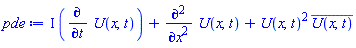 I*(diff(U(x, t), t))+diff(diff(U(x, t), x), x)+U(x, t)^2*conjugate(U(x, t))