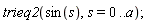 trieq2(sin(s), s = 0 .. a)