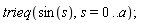 trieq(sin(s), s = 0 .. a)