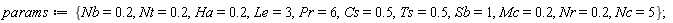 params := {Cs = .5, Ha = .2, Le = 3, Mc = .2, Nb = .2, Nc = 5, Nr = .2, Nt = .2, Pr = 6, Sb = 1, Ts = .5}