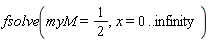 fsolve(myM = 1/2, x = 0 .. infinity)