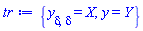 {diff(diff(y(delta), delta), delta) = X, y(delta) = Y}