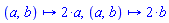 proc (a, b) options operator, arrow; 2*a end proc, proc (a, b) options operator, arrow; 2*b end proc