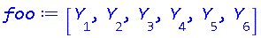 [Y[1], Y[2], Y[3], Y[4], Y[5], Y[6]]