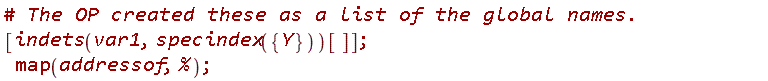 [indets(var1, specindex({Y}))[]]; map(addressof, %)