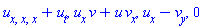 diff(diff(diff(u(x, y, t), x), x), x)+diff(u(x, y, t), t), (diff(u(x, y, t), x))*v(x, y, t)+u(x, y, t)*(diff(v(x, y, t), x)), diff(u(x, y, t), x)-(diff(v(x, y, t), y)), 0